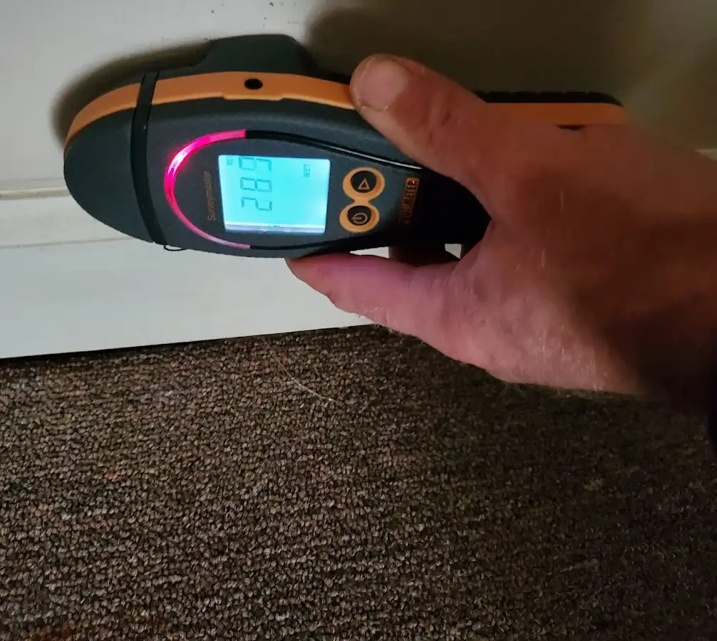 Moisture detection at baseboard during Burst Pipe Cleanup in Amsterdam